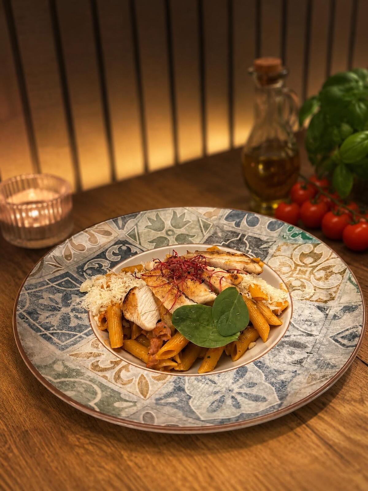 Penne alla vodka with chicken